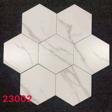 8x9inch Matte Carrara Marble Hexagon Tile