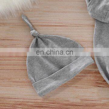 Plain Color Cotton Baby Sleepsack With Hat Knotted Infant Sleeping Bag photo-5