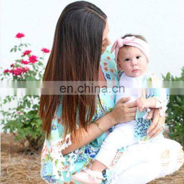 Matching Outfits Mommy & Me Women Boho Style Kimono Oversized Cardigan Family Tassel Beachwear Matching Clothes photo-7