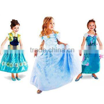 2015 New Design Frozen Fever Anna Elsa Dress For kids Princess Dress Frozen Elsa Dress Wholesale SU056