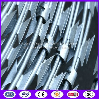 10kg Per roll with  Coil 500mm OD Medium Blade 22MM Length BTO 22 Razor Wire Fence