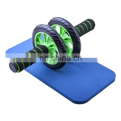 Factory wholesale hot sale green striped abdomen wheel with kneeling pad ab roller gym for abs workout