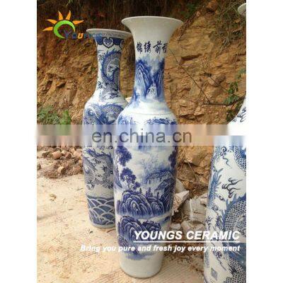 2 Meter High Chinese Handpainted Porcelain Large Decorative Floor Ceramic Vases