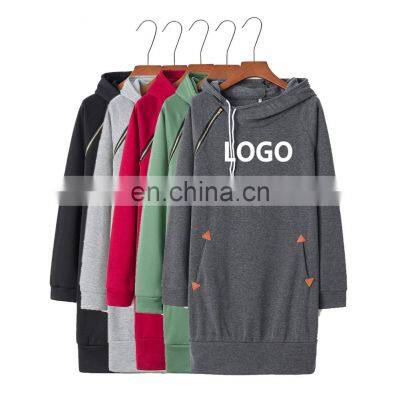 Women Autumn Winter Pullover Hoodies Dress Long Sleeve Cotton Custom Print Logo Hoodie Dress Long Blank Hoodie Dress For Women