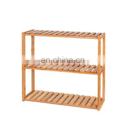 Bamboo bathroom rack 3 layers multi-function adjustable shelf wall hanging