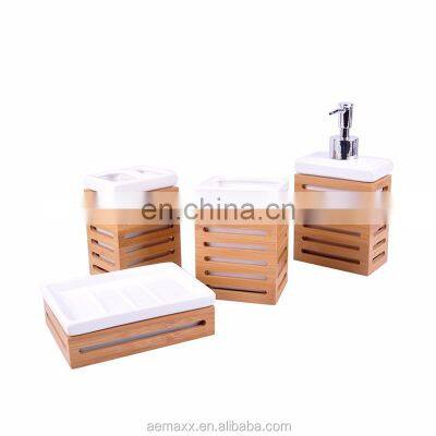 High Quality Bamboo Bathroom Accessory Hot Selling Bathroom Bamboo Accessories Bathroom Sets photo-5