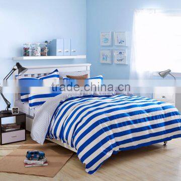 100%cotton wholesale price quilted bed sheet blue and white stripe vintage pillow case