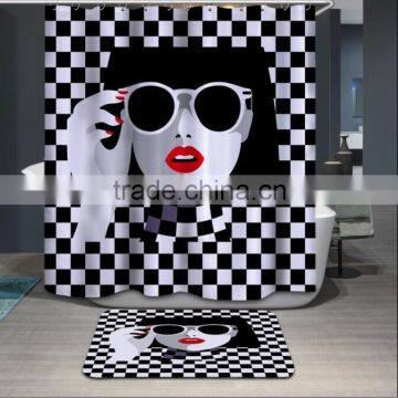 Personalized DIY printed shower curtain lady pattern digital printing shower curtain