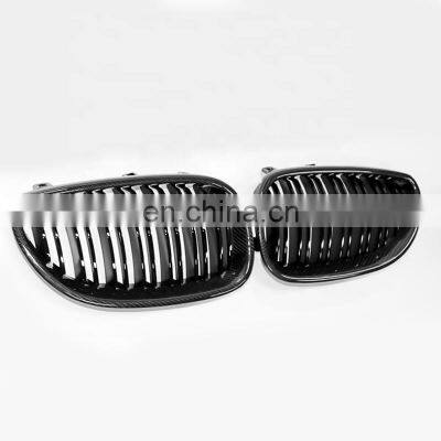 carbon fiber style front grill for BMW E60 double slat line grill ABS material grill for BMW 5 series M5 2004-2009