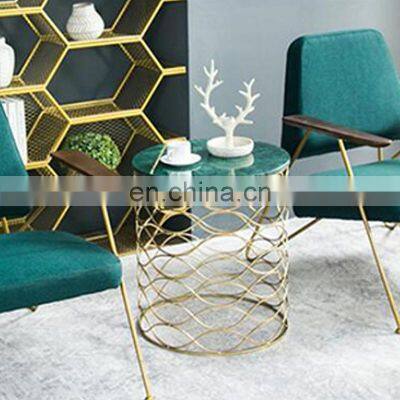 Cheap Living Room Gold Base Round Marble Top Modern Metal Gold Round Coffee Table Set photo-3