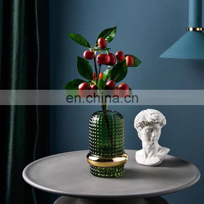 2021 hot-selling tall crystal vase modern wine cabinet dining table green vases glass for home decor