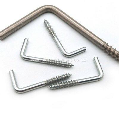 L Shape Threaded Mechanical Fasteners / Self Tapping Square Bend Screw Hooks