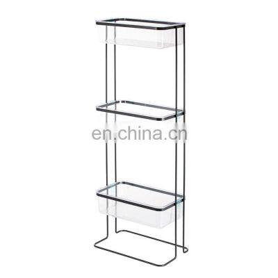 Triple tier removable PS box rectangle bathroom Storage rack Freestanding Storage floor type Organizer Shelf