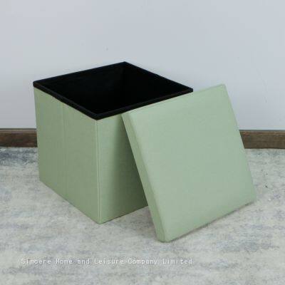 Foldable Storage Linen Ottoman-Light Green photo-3