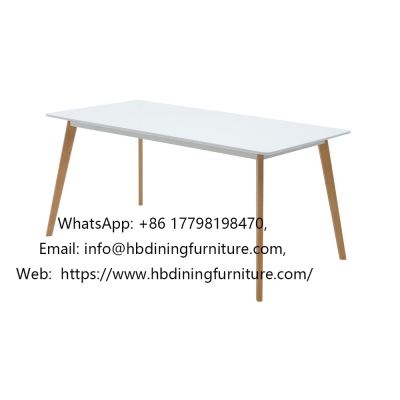 MDF tabletop wooden legs rectangular dining table