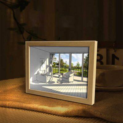 Hot sale sunshine wall art light lamp painting Brightness adjustable LED Light and shadow decorative painting for decor