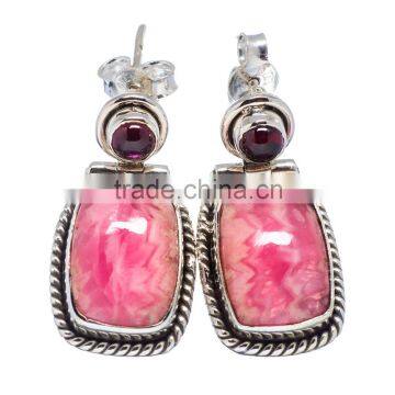 RHODOCHROSITE EARRING ,925 sterling silver jewelry wholesale,WHOLESALE SILVER JEWELRY,SILVER EXPORTER,SILVER JEWELRY FROM INDIA