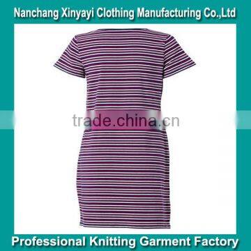 Cotton Women's Casual Clothing/Short Sleeve Yarn Dyed Dress/Women V Neck Dress photo-2