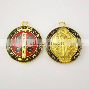 Epoxy 1 Inch Round Saint Benedict Medal Pendant Medal of St. Benedict