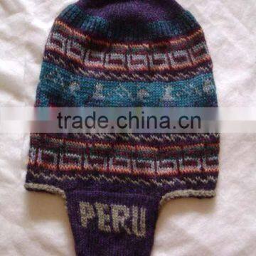 Chullo Earflap Hat Knitted Unisex Peru