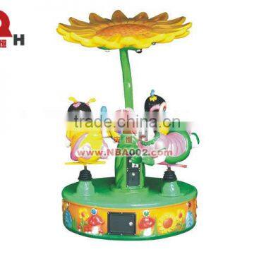 QHC10 Colorful Bees Electirc Trio Mini Merry Go Round Kids Carousel Toy