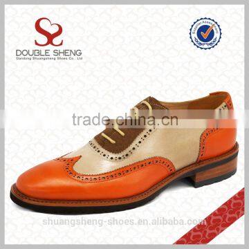 Fashion banquet shoes / special design cowhide leather wing-tips brock men fancy shoes