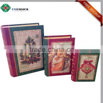 New style fake book shaped decorative christmas gift box customized