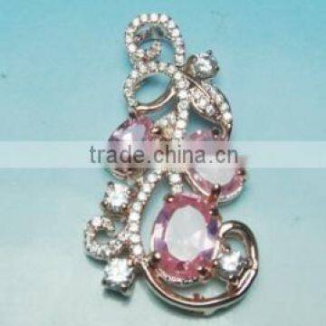 Sterling Silver Jewelry, 925 Sterling Silver Jewelry Wholesale Crystal, Sterling Silver Charm Artificial Pendant PT90022