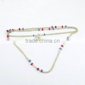 Pale Beauty !! Springring Lock Iolite & Pearl & Ruby 925 Sterling Silver Chain, Wholesale Jewellery On Factory Price photo-4