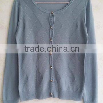 Casual Knitting Wear Wholesale Geometric Argyle Long Sleeve Women Cardigan photo-2