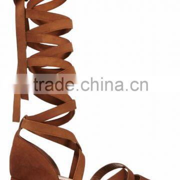 The New Summer 2016 High Thigh Lace Up Brown Color Fake Suede Bohemian Women Sandals photo-3