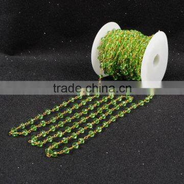 $4/meter by Trade Assurance- green jade crystal quartz beaded chains for necklace-Free Shipping