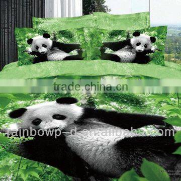 100%cotton reactive printed panda bed sheet set/trade assurance