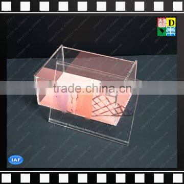 2016 Custom Design Clear Acrylic Crystal Pink Storage Box With Top/cover for Candy/cosmetic/jewelry/paper