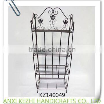 KZ140008 4 Tiers Wrought Iron Indoor Home Supermarket Shelf Metal Vegetable Rack photo-6