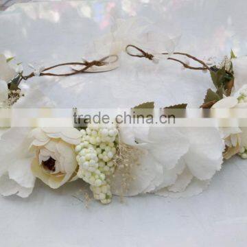 HL017 Wholesale Fashion Tiara Flower Crown Headband for Women Wedding Flower Garland Crown photo-6