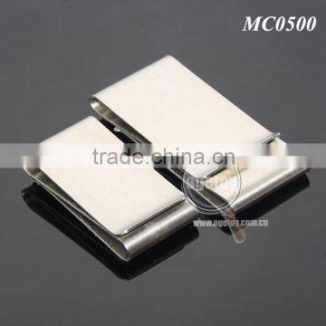 Double-deck Sliver Money Clip Slim Pocket Purse Cash Holder Card Organizer Stainless Steel Metal Money Clipper