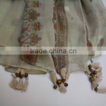 Cotton Indian Scarf With Beads Beaded Scarves photo-5