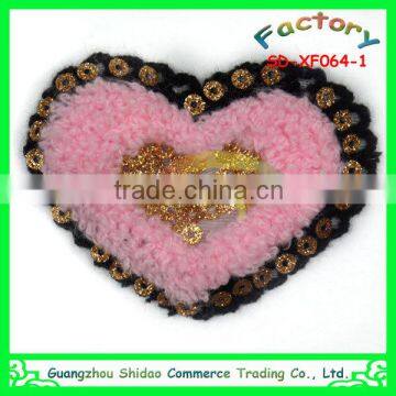 Machine made heart shape sequin design embroidery decoration flower