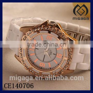 rose gold plating fashion ceramic wristwatch for women