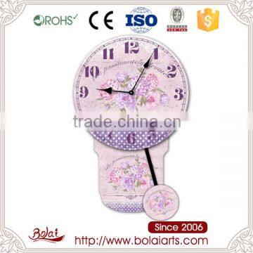 Violet color numbers and fresh flowers pendulum new handicraft wall clock