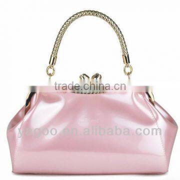 Vivid Patent Leather Tote Bag Shiny Frame Bag photo-5