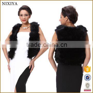 Fashion lady balck Sleeveless Fur Vest in Guangzhou 2016