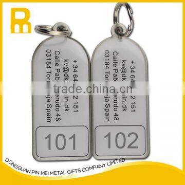 Hotel ID Room Number Key Chain With High Quality Metal Printed Customized Logo