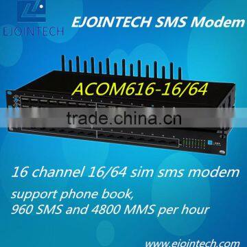 Ejointech New product, 16 port 64 sim gsm sms modem with bulk sms sending