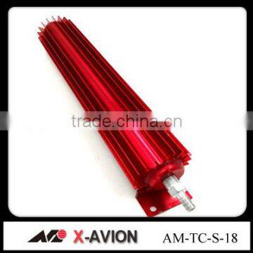 Finned Satin Aluminum Red Color Transmission Coolers Single and Dual Holes