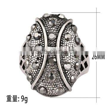 China Wholesale Cheap Jewelry Zinc Alloy Vintage Rhinestone Full Jewelled Fomger Ring photo-3