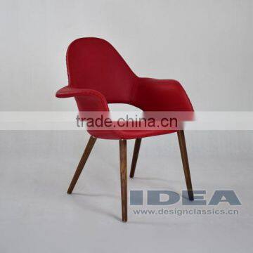 Replica Eero Saarinen Organic Chair - Red Genuine Leather