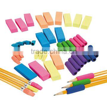 Funny Office and School Supplies Promotional Custom Cheap Colorful Rubber Pencil Grips, Erasers and Toppers Novelty Stationery