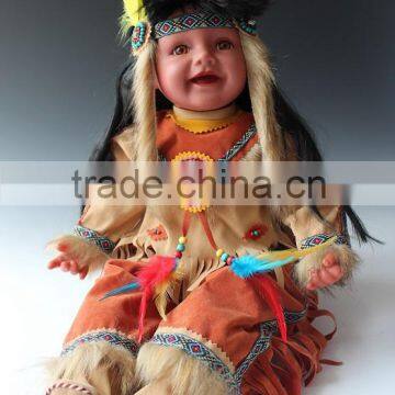 22'' Antique Indian girl vinyl doll handmade in silicon